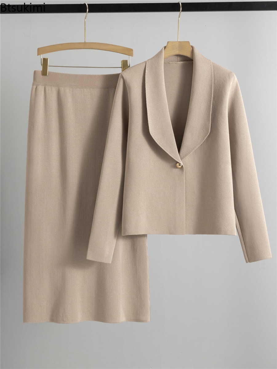 Jacket Winter Clothing - Autumn Winter Knitted Two-piece Set Women's